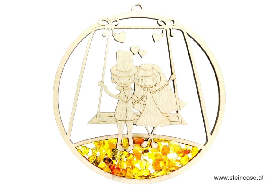 Fensterbild Suncatcher Bernstein - Hochzeit BRAUTPAAR Ø 11cm